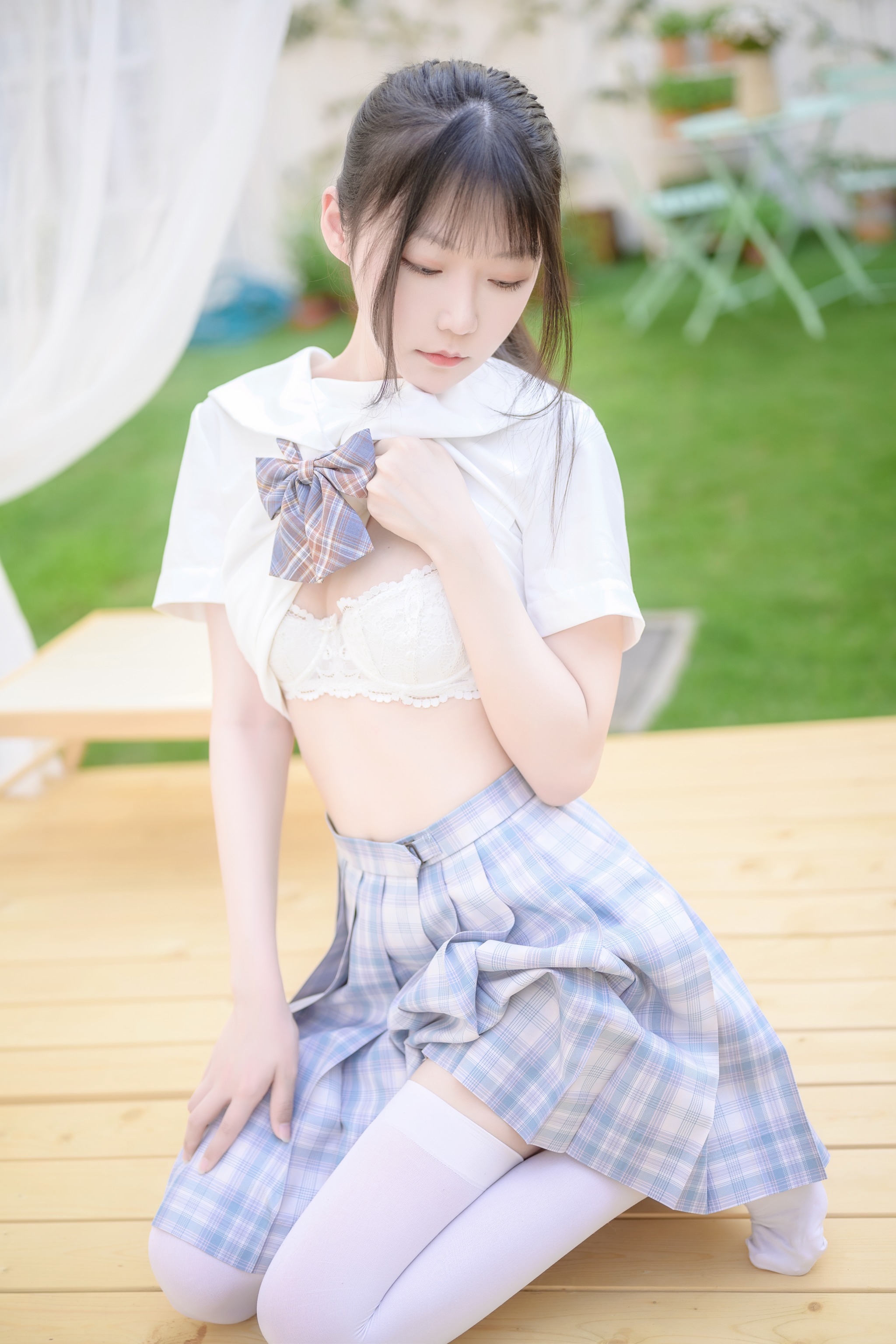 图片[1]-香草喵露露 – NO.009 阳光庭院制服 [50P]-XikXak
